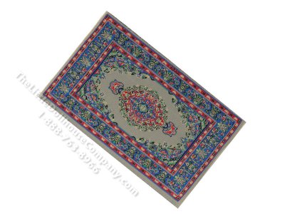 (image for) As Is Miniature 6"x4" Turkish Carpet for Dollhouses - Mint/Blue/Red