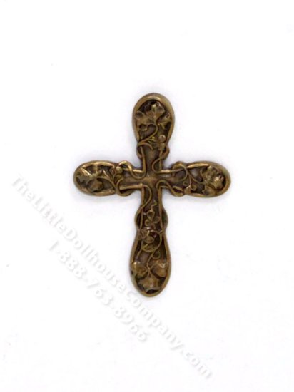 (image for) Miniature Antique Bronze Cross for Dollhouses