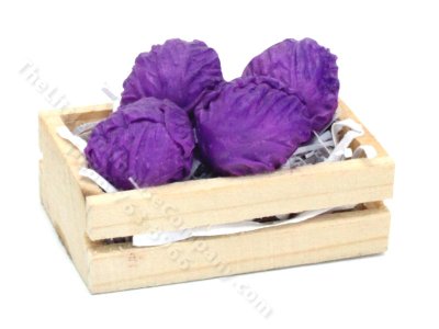 (image for) Miniature Crate of Purple Cabbage for Dollhouses