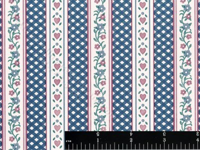 (image for) Lattice Flower & Heart Stripe Miniature Wallpaper for Dollhouses