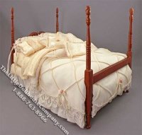 (image for) Miniature 4 Post Bed w/Pillows & Cream Covers by Serena Johnson