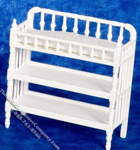 (image for) Miniature Victorian Style White Changing Table for Dollhouses