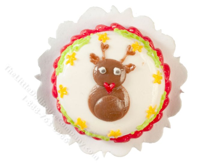 (image for) Miniature Reindeer Christmas Cake for Dollhouses