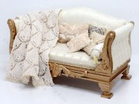 (image for) Miniature White Sofa with Pillows and Blanket by Judith Blondell