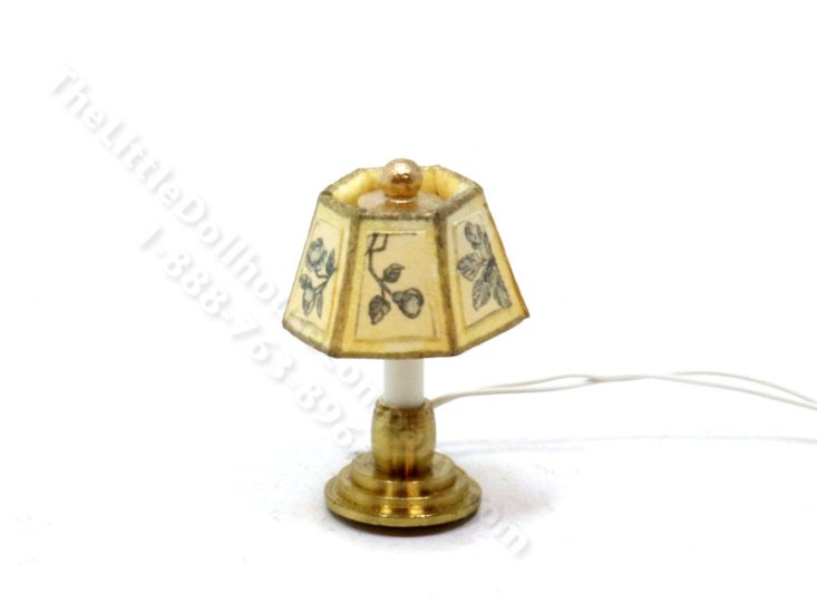(image for) Miniature 1/2 Scale 12v Table Lamp for Dollhouses - Blue Leaves