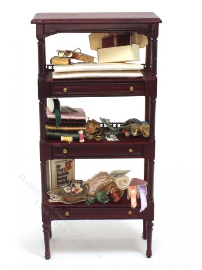 (image for) Miniature Mahogany Sewing Shelf with Drawers by Taylor Jade