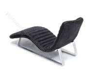 (image for) Miniature Dark Grey Microsuede Ribbed Lounge Chair by PRD Miniatures