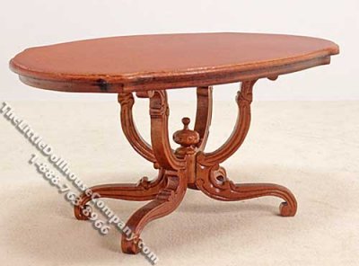 (image for) Miniature New Walnut Oval Dining Table for Dollhouses