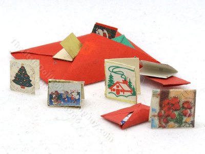 (image for) Miniature Set of Handmade Christmas Cards for Dollhouses