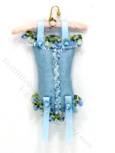 (image for) Vintage Handmade Miniature Blue Bustier for Dollhouses