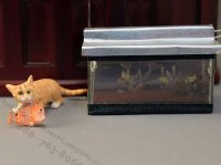 (image for) Dollhouse Scale Model Cat Catching Fish