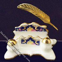 (image for) Dollhouse Scale Model Letter Holder & Inkwell Set