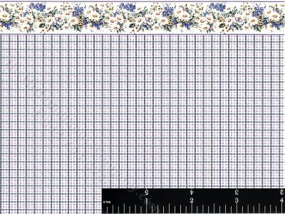 (image for) Dollhouse Scale Model Wallpaper Blue Plaid and Daisy
