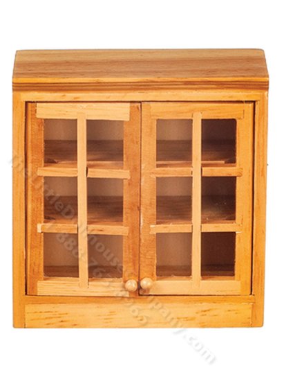 (image for) Dollhouse Miniature Oak Upper Kitchen Cabinet