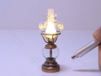 (image for) Miniature LED Glass Oil Lamp with Wand for Dollhouse - Copper
