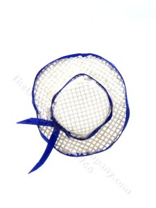 (image for) Miniature Handmade Mesh Sun Hat with Blue Ribbon