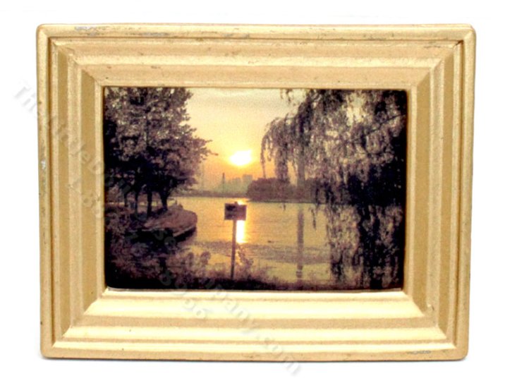 (image for) Miniature Paintinig Print of a Lake for Dollhouses