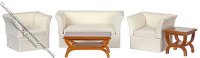 (image for) Miniature White/Walnut 5 Piece Living Room Set for Dollhouses