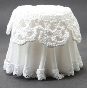 (image for) Miniature White Lace Top Skirted Table For Dollhouses
