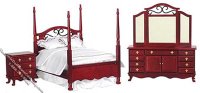 (image for) Miniature Mahogany Four Poster bedroom Set for Dollhouses