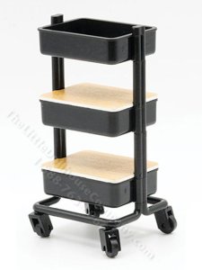 (image for) Miniature Mobile Cart Kit for Dollhouses - Black