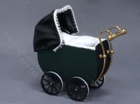 (image for) Miniature Dark Green Baby Pram by Heidi Ott for Dollhouses