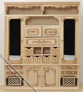 (image for) Miniature Mirrored Unfinished Wall Unit for Dollhouses