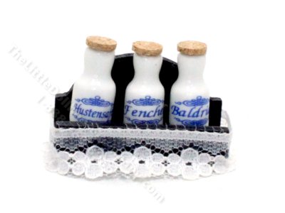 (image for) Miniature Set of 3 Medicine Jars on Shelf for Dollhouses