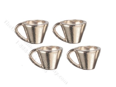 (image for) Miniature Set of 4 Silver Cups for Dollhouses