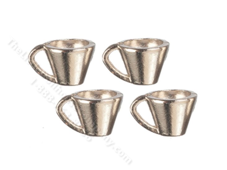 (image for) Miniature Set of 4 Silver Cups for Dollhouses