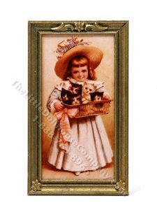 (image for) Vintage Miniature Signed Framed Art Print for Dollhouses