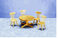 (image for) Dollhouse Miniature Oak 5 Piece Kitchen Set