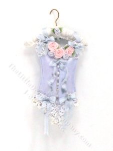 (image for) Vintage Handmade Miniature Blue Satin Bustier for Dollhouses