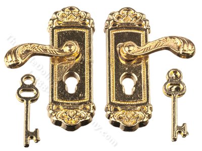 (image for) Brass Lock and Key Set, for Dollhouses 2/pkg