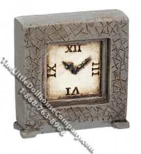 (image for) Miniature Grey Table/Mantle Clock for Dollhouses