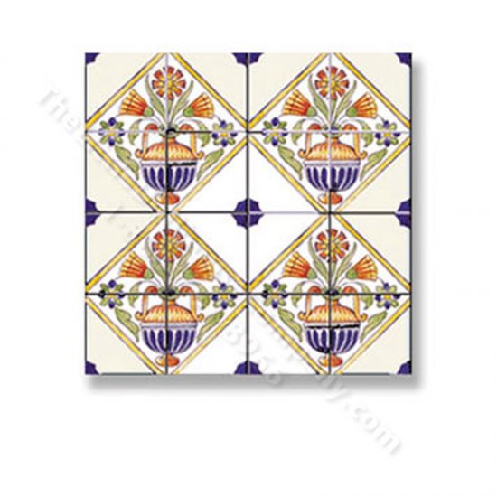 (image for) Dollhouse Scale Model Floral Picture Mosaic Tile