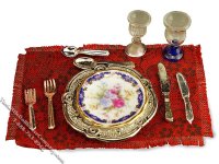 (image for) Miniature Blue Royale Dinner Setting for Dollhouses