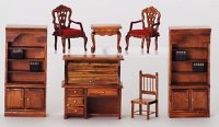 (image for) Dollhouse Miniature Library Set - Walnut