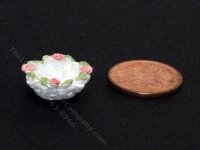(image for) Miniature Small Round White Wicker Bowl for Dollhouses