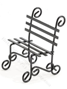 (image for) Miniature Black Metal Garden Bench for Dollhouses