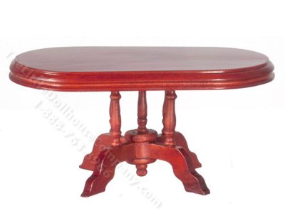 (image for) Miniature Mahogany Oval Dining Table for Dollhouses