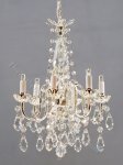 (image for) Miniature Battery Operated 6-Arm Silver Crystal Column Chandelier with Wand