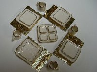 (image for) Miniature White and Gold Square Dinner Set by Barb