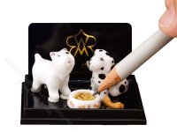 (image for) Miniature Porcelain Dogs with Food Bowl and Bone