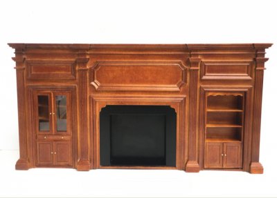 (image for) Miniature Walnut Wall Panel with Fireplace
