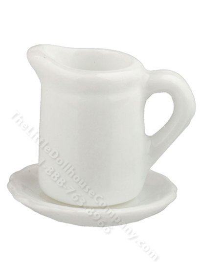 (image for) Miniature Ceramic Cylinder Pitcher And Bowl For Dollhouses