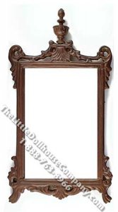 (image for) Miniature Walnut Finish Carved Mirror for Dollhouses