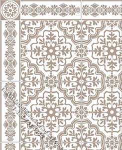 (image for) Beige/White Faux Tile Pattern Miniature Wallpaper for Dollhouses