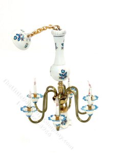 (image for) Vintag Dollhouse Scale White Floral Hanging Chandelier