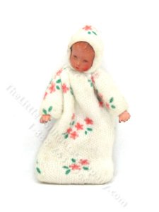 (image for) Miniature Baby Doll in a Swaddle Bag for Dollhouses